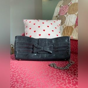 Cate Adair Leather Shoulder Black Bag,Medium Size